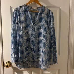 Tory Burch Women’s Blue Leaf Print Blouse
